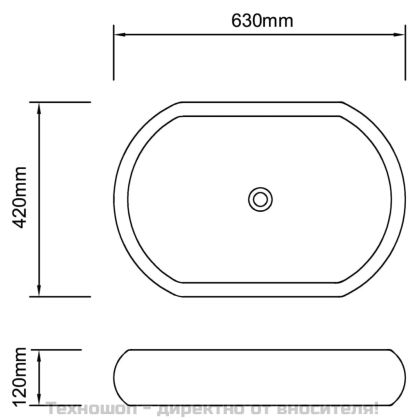 Керамична овална мивка, черна