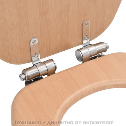Тоалетна седалка с плавно затваряне, МДФ капак, дизайн бамбук