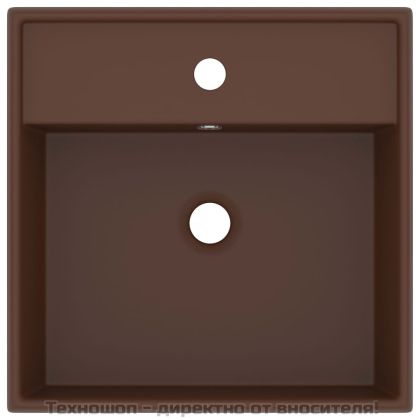 Мивка с преливник лукс квадрат тъмнокафяв мат 41x41 см керамика