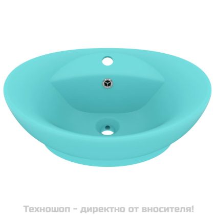 Мивка с преливник лукс овал светлозелен мат 58,5x39 см керамика