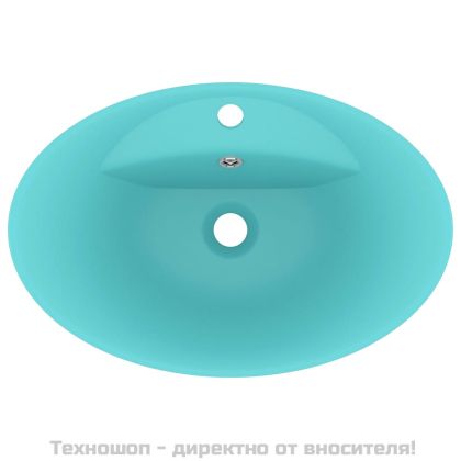 Мивка с преливник лукс овал светлозелен мат 58,5x39 см керамика