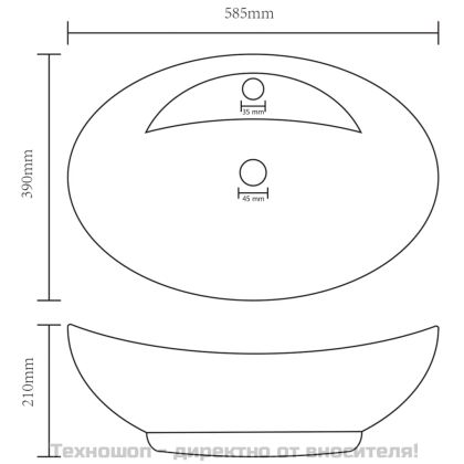 Мивка с преливник лукс овал светлозелен мат 58,5x39 см керамика