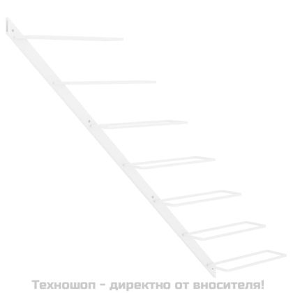 Стойка за вино за 7 бутилки, стенен монтаж, бяла, метал