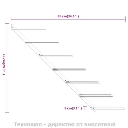 Стойка за вино за 7 бутилки, стенен монтаж, бяла, метал
