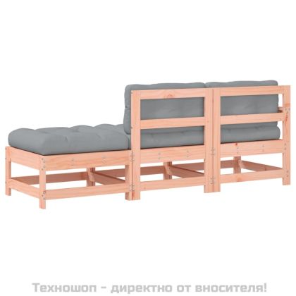 Градински комплект с възглавници, 3 части, дугласко дърво масив