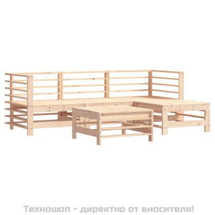 Градински комплект с възглавници, 5 части, дърво масив