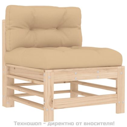 Градински комплект с възглавници, 5 части, дърво масив
