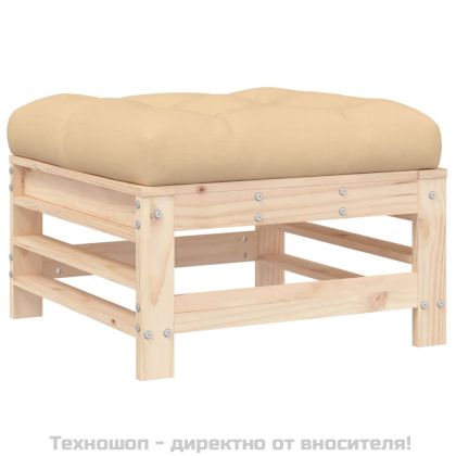 Градински комплект с възглавници, 5 части, дърво масив