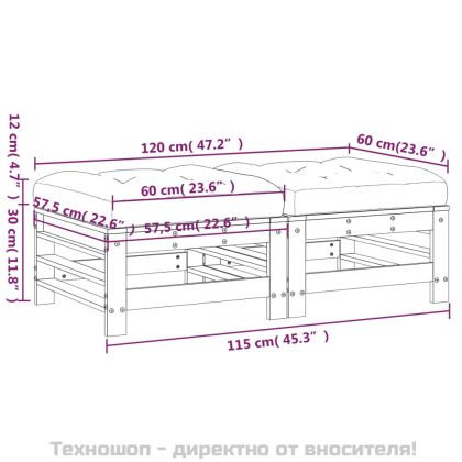 Градински табуретки с възглавници, 2 бр, импрегниран бор
