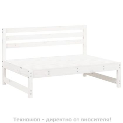 Среден диван, бял, 120x80 см, борово дърво масив