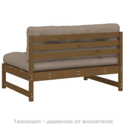 Среден диван, меденокафяв, 120x80 см, борово дърво масив