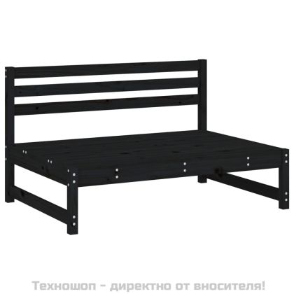 Среден диван, черен, 120x80 см, борово дърво масив