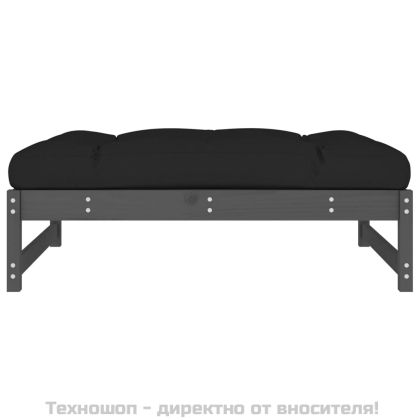 Градинска табуретка, сива, 120x80 см, борова дървесина масив