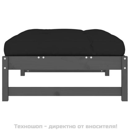 Градинска табуретка, сива, 120x80 см, борова дървесина масив