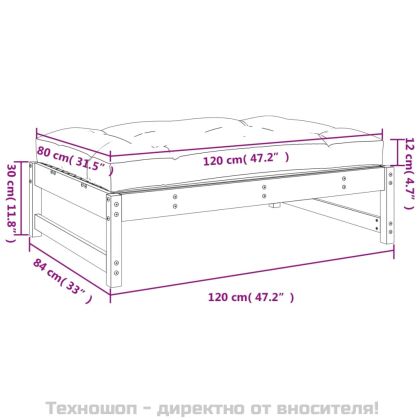 Градинска табуретка, 120x80 см, импрегнирана борова дървесина