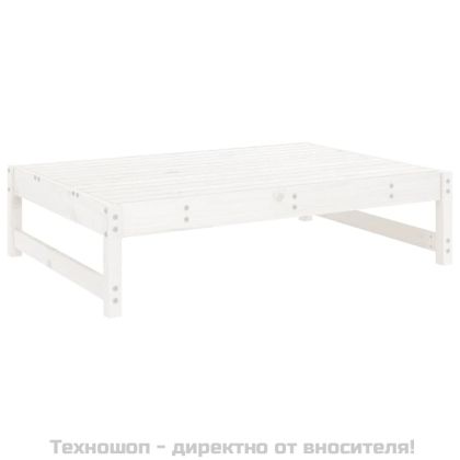 Градинска табуретка, бяла, 120x80 см, борова дървесина масив