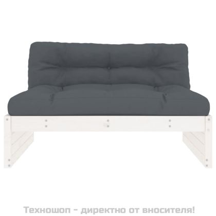 Среден диван, бял, 120x80 см, борово дърво масив