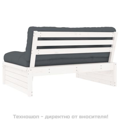 Среден диван, бял, 120x80 см, борово дърво масив