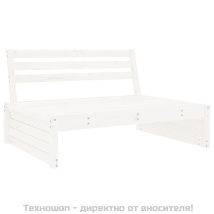 Среден диван, бял, 120x80 см, борово дърво масив