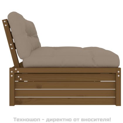 Среден диван, меденокафяв, 120x80 см, борово дърво масив