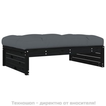 Градинска табуретка, черна, 120x80 см, борова дървесина масив