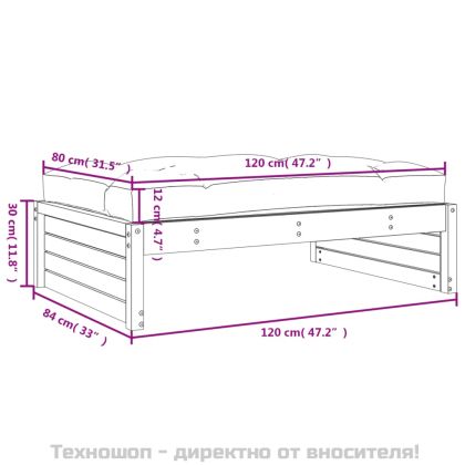 Градинска табуретка, меденокафява, 120x80 см, бор масив
