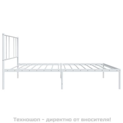 Метална рамка за легло, без матрак, с табла, бяла, 75x190 см