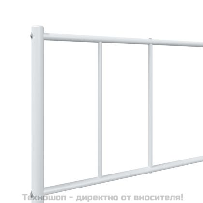 Метална рамка за легло, без матрак, с табла, бяла, 75x190 см