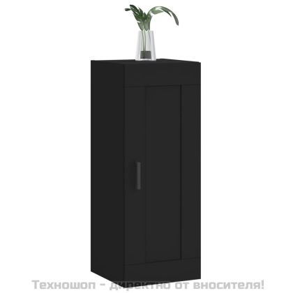 Стенен шкаф, черен, 34,5x34x90 см, инженерно дърво