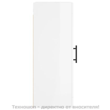 Стенен шкаф, бял гланц, 34,5x34x90 см, инженерно дърво