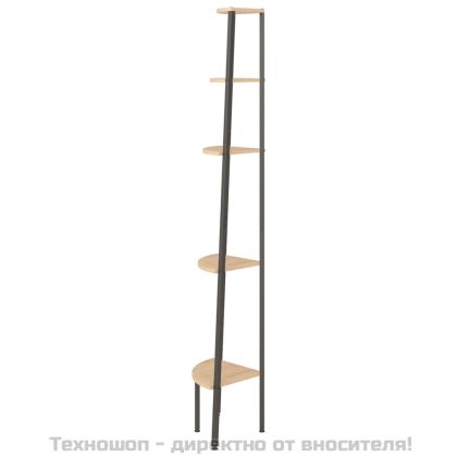 Ъглова етажерка с 5 рафта светлокафяво и черно 45,5x31,5x180 см