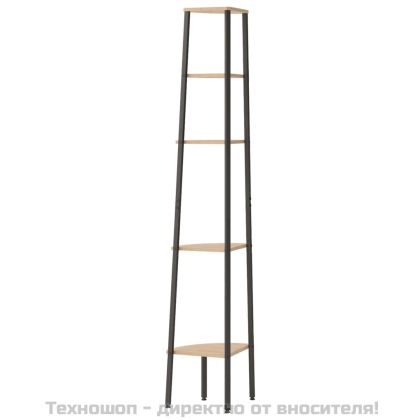 Ъглова етажерка с 5 рафта светлокафяво и черно 45,5x31,5x180 см