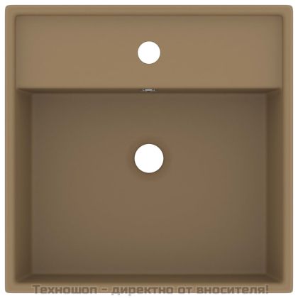 Мивка с преливник лукс квадрат кремав мат 41x41 см керамика