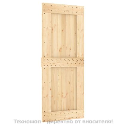 Плъзгаща врата с монтажни части, 85x210 см, борово дърво масив