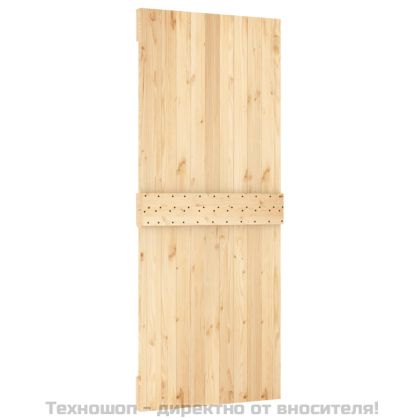Плъзгаща врата с монтажни части, 85x210 см, борово дърво масив