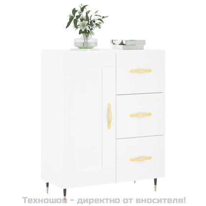 Сайдборд, бял, 69,5x34x90 см, инженерно дърво