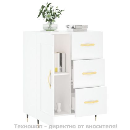 Сайдборд, бял, 69,5x34x90 см, инженерно дърво