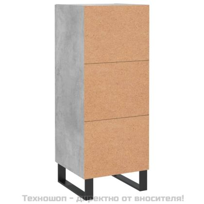 Сайдборд, бетонно сив, 34,5x34x90 см, инженерно дърво