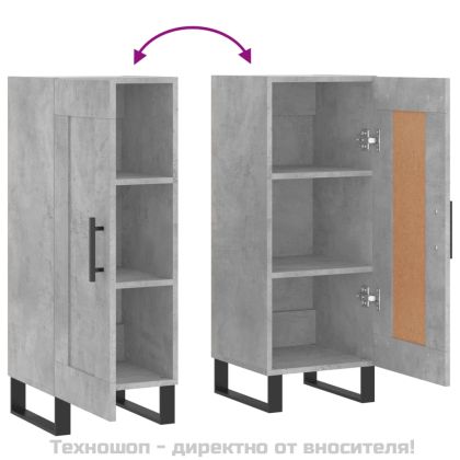 Сайдборд, бетонно сив, 34,5x34x90 см, инженерно дърво