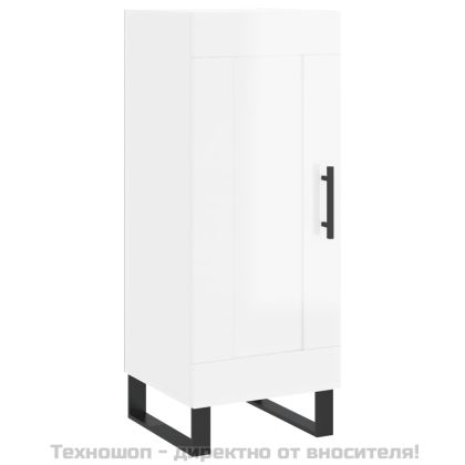 Сайдборд, бял гланц, 34,5x34x90 см, инженерно дърво