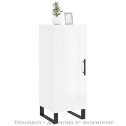 Сайдборд, бял гланц, 34,5x34x90 см, инженерно дърво