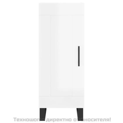 Сайдборд, бял гланц, 34,5x34x90 см, инженерно дърво