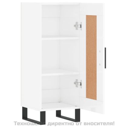 Сайдборд, бял гланц, 34,5x34x90 см, инженерно дърво