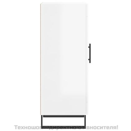 Сайдборд, бял гланц, 34,5x34x90 см, инженерно дърво