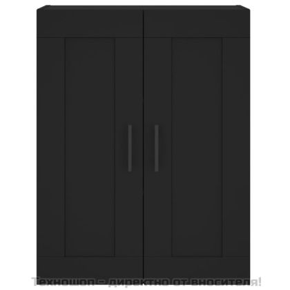 Стенен шкаф черен 69,5x34x90 см инженерно дърво