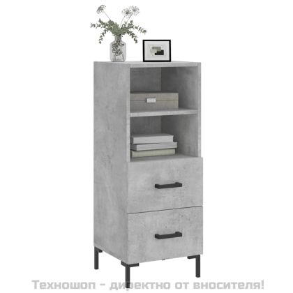 Сайдборд, бетонно сив, 34,5x34x90 см, инженерно дърво