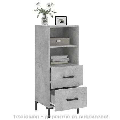 Сайдборд, бетонно сив, 34,5x34x90 см, инженерно дърво