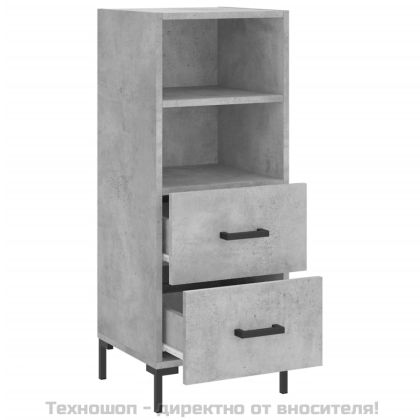Сайдборд, бетонно сив, 34,5x34x90 см, инженерно дърво
