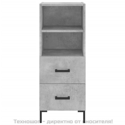 Сайдборд, бетонно сив, 34,5x34x90 см, инженерно дърво