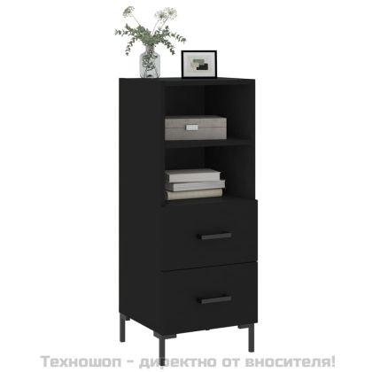 Сайдборд, черен, 34,5x34x90 см, инженерно дърво